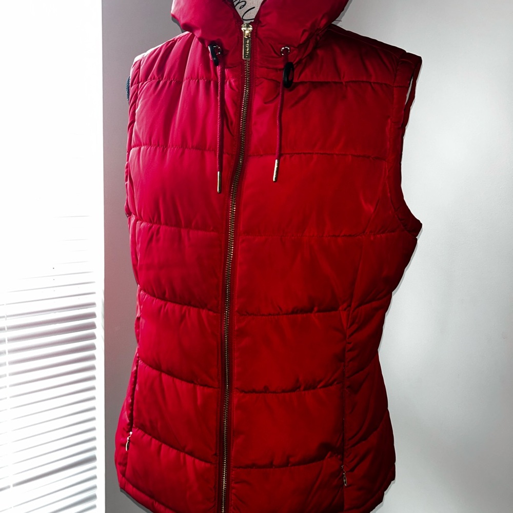 Calvin Klein Cherry Red Quilted Puffer Vest